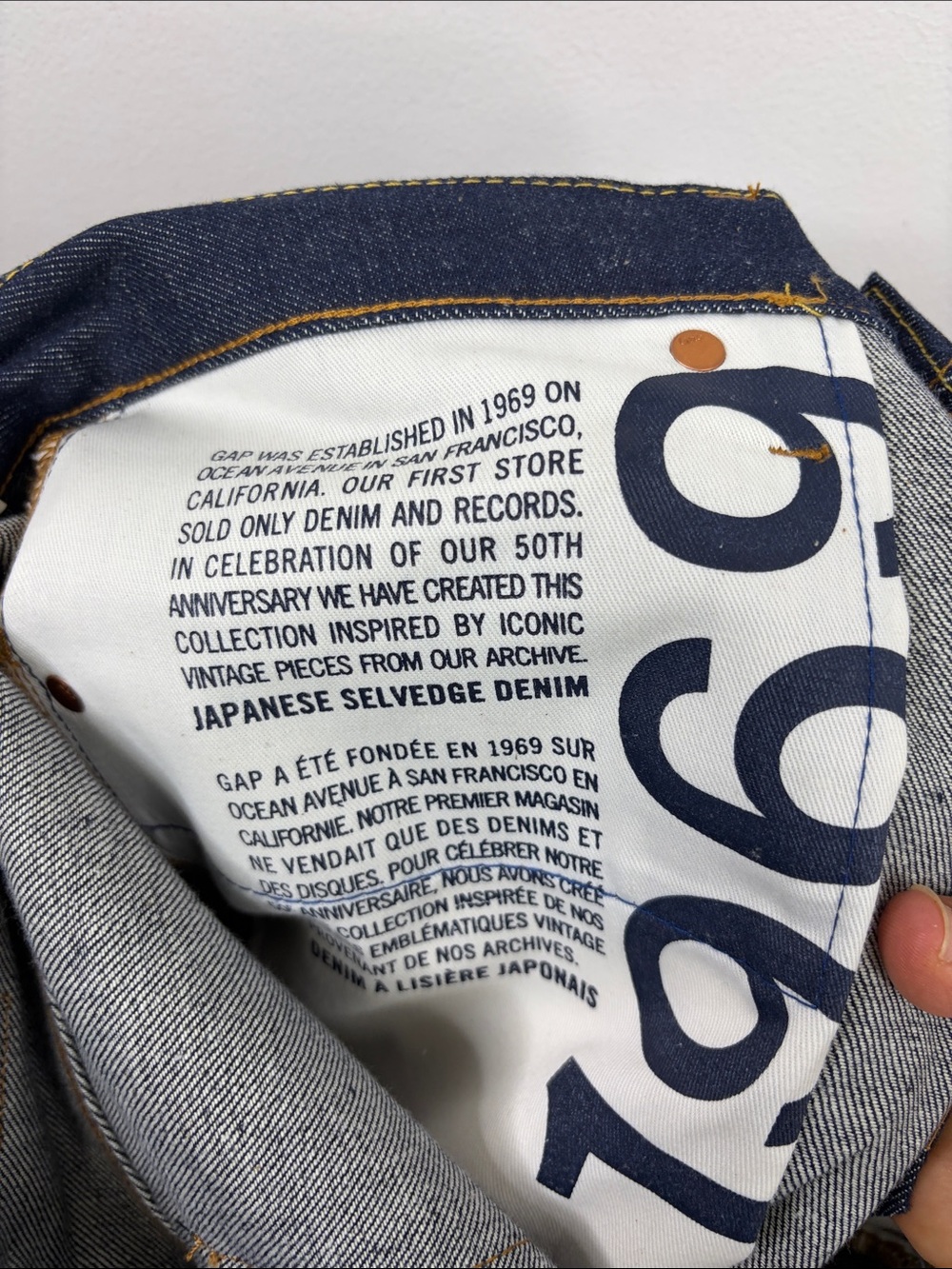 Gap Selvedge Jeans Men 32 x 33 Dark Indigo Blue Cotton Straight Leg Standard Fit - Picture 13 of 16